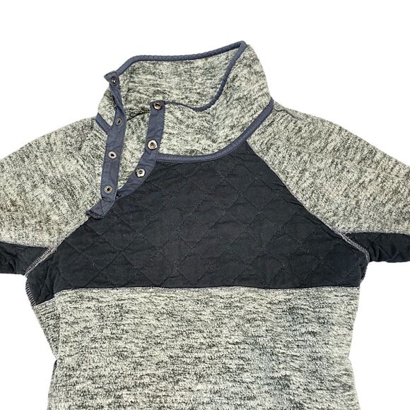 Abercrombie & Fitch Pullover Women's Small Gray Fleece Mock Neck Snap Button - Picture 10 of 16